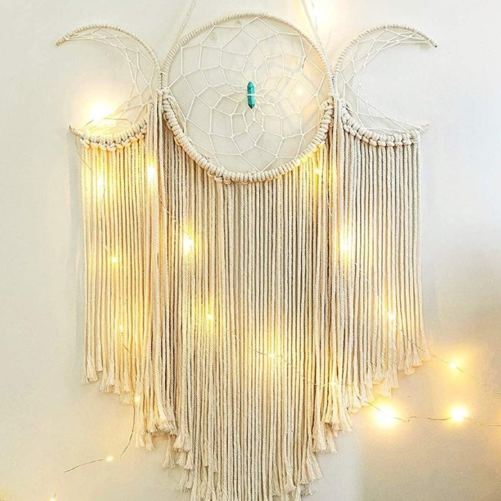 NEW Moon Goddess Boho Dreamcatcher Bohemian Global Decor Macrame Wall Hanging